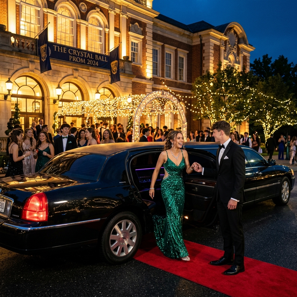 Luxury Prom Limousine Arrival in the USA